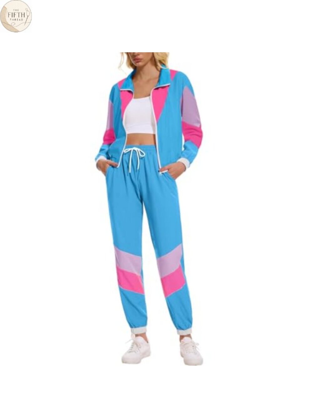 Women's 80s 90s Costume 2 Piece Windbreaker Tracksuit Set Retro Party